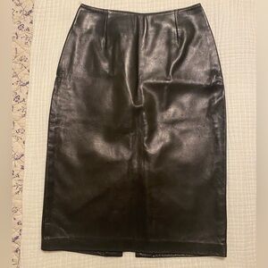Vintage Danier Black Leather Pencil Skirt